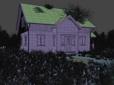 Abandoned Farm Scene Low-poly 3D model