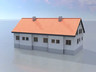 Modern multi-family house version 1 Low-poly 3D model