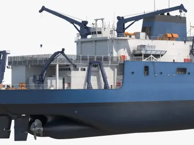  Heavy Icebreaking Research Vessel Blue White Rigged 