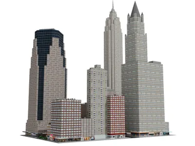 City Downtown Skyscraper Low-poly 3D model