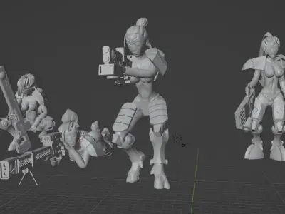 Space Commie Girl Squads 3D print model