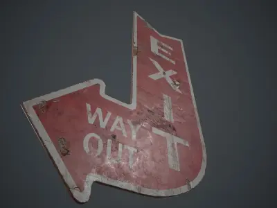 Retro Metal Exit Sign PBR Game Ready Low-poly 3D model