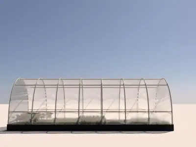 Arched plastic greenhouse Low-poly 3D model
