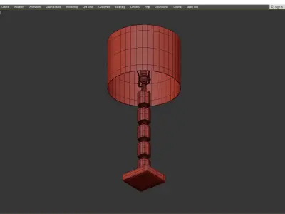 Crystal Bamboo Pole Burlap Shade Table Lamp Low-poly 3D model
