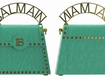 Balmain B Buzz Dynasty Small Bag Green Crocodile 3D model