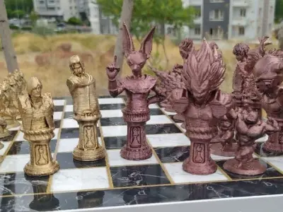 Anime Characters Chess Set- Popular Anime Characters Chess Set   3D print model