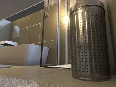 Stainless Steel Laundry Basket Low-poly 3D model