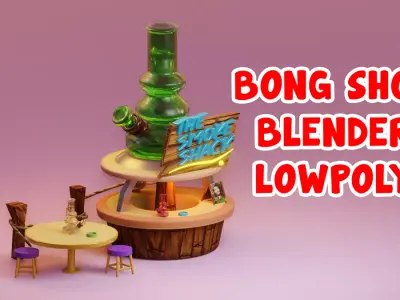 A bong shop blender lowpoly Low-poly 3D model