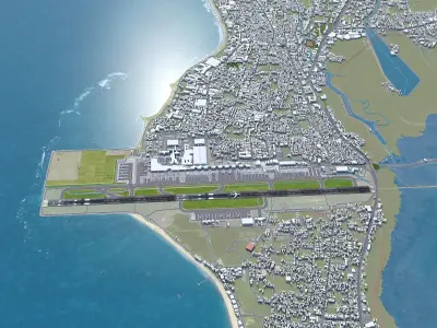 Ngurah Rai International Airport 10km Low-poly 3D model