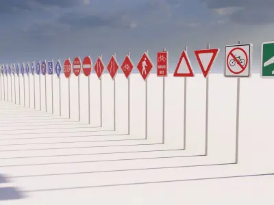 Road Street Traffic Sign Pack 3D model
