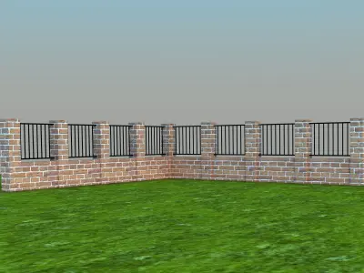 Fences fence in grass Low-poly 3D model
