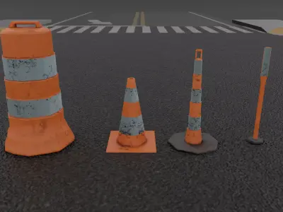 Traffic Cones Low-poly 3D model