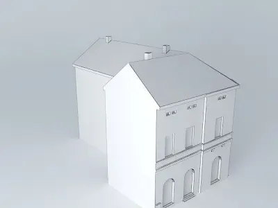 Urban 19th Century Corner House  Low-poly 3D model