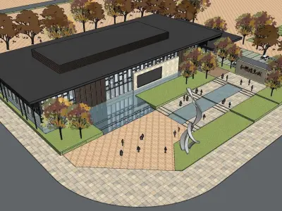 educational building glass facade sketchup model 3D model