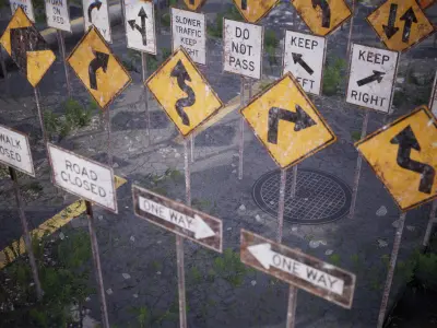 Road Signs Package  120 Assets Low-poly 3D model