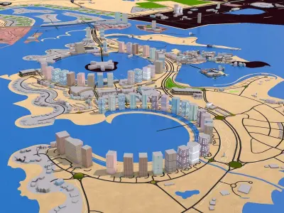 Doha city Qatar 2021 Low-poly 3D model