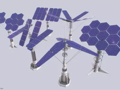 Scifi solar panel collection 3D Model Pack