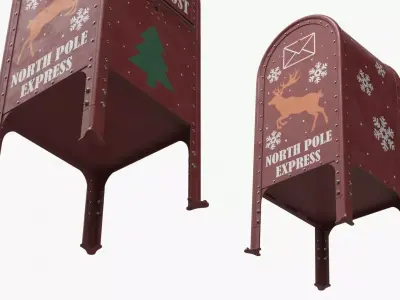 Santa Letter Drop Box North Pole Red 3D model