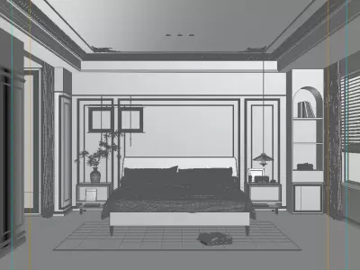 French Style Bedroom Low-poly 3D model