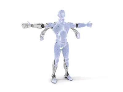 Futuristic Humanoid Robot Model Pack Low-poly 3D model