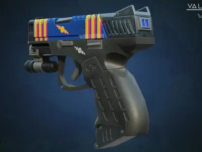 Sci-fi Pistol Low-poly 3D model 16