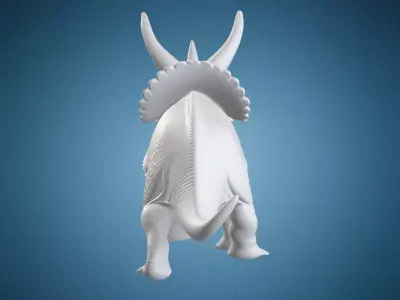 Triceratops Prehistoric Dinosaur Creature Statue on Base 3D print model