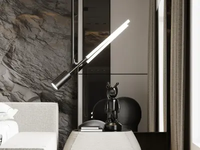 modern black bedroom 3D model