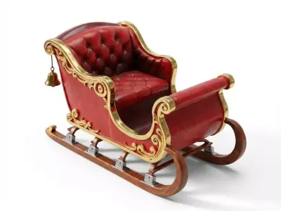 Royal Velvet Christmas Sleigh 3D Model Low-poly 3D model