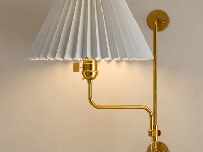 Pleated lampshade wall lamp 3D model