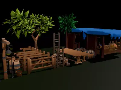 Low Poly Medieval Farming Kit 115 Stylized Game Assets for Games Low-poly 3D model