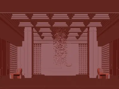 Modern reception lobby 3D model 10