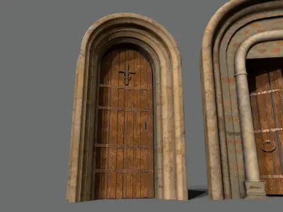 Medieval Door Set Low-poly 3D model