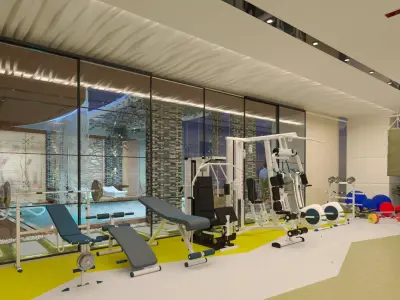 swimming pool and small gym 3D model