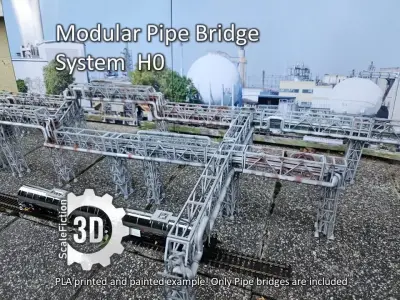 Modular Pipe Bridge System  H0 3D print model