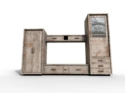 Set Old Modern Furniture 3D Model Terror Low-poly 3D model