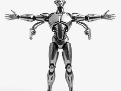 Futuristic Humanoid Robot Model Pack Low-poly 3D model