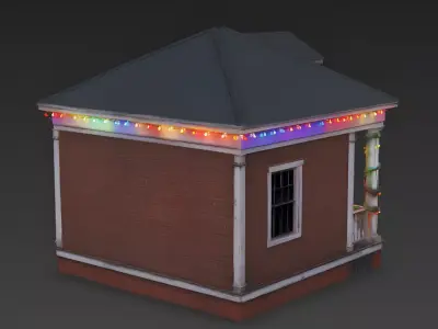Realistic Festive Front Porch House 3D Model 3D Model Low-poly 3D model