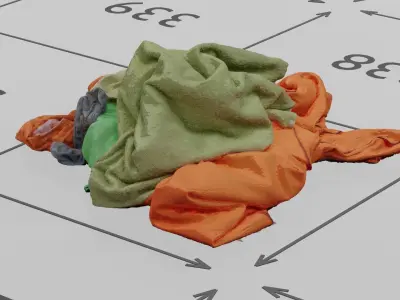 Pile of Clothes on the Ground Neon Color 3D Scanned Low-poly 3D model