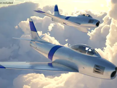  Single-Seat Jet Interceptor Silver Blue Flight Pose Simplified 