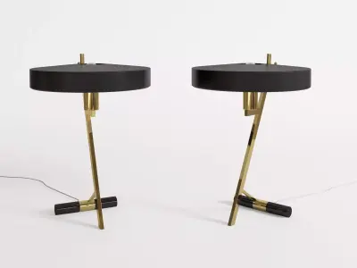 Z Lamp table with shade and gold base 3D model