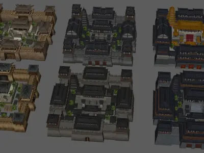 Ancient Chinese Three Kingdoms city Low-poly 3D model