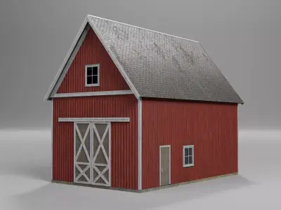 red barn Low-poly 3D model