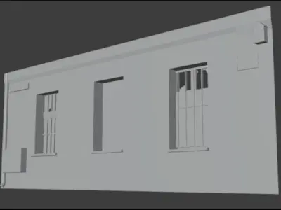 Derelict Wall-6 Low-poly 3D model