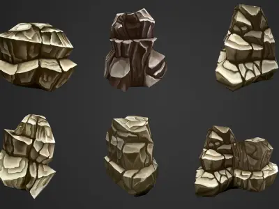 Stylized Rocks and Cliffs Low-poly 3D model