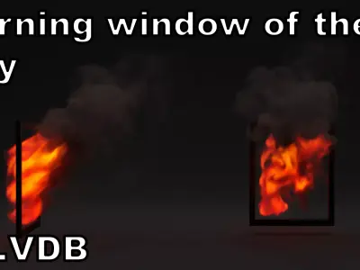 Burning window of the city vdb 3D model
