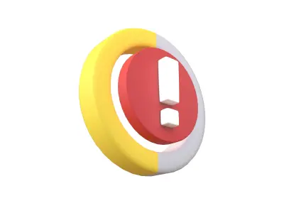 Battery Circle with Exclamation Mark Symbol v1 008 Low-poly 3D model