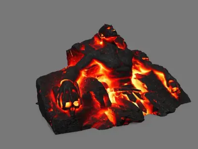 StoneWorrior lava sculpture Low-poly 3D model