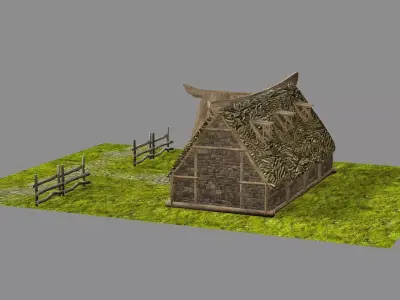 Medieval Viking House 09 Game Ready Low-poly 3D Model Low-poly 3D model