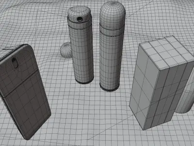 Perfume Pack and Beach Scene Low-poly 3D model