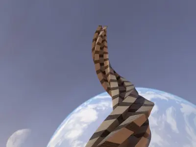 Sci fi Tower Concrete And Windows 3D model